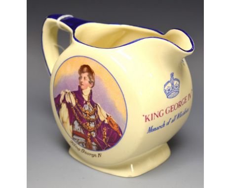 A Grays pottery King George IV Monarch of All Whiskies, printed jug for the Distillers Agency, Edinburgh  