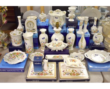 Aynsley - a pair of Chatsworth cottage Garden vases;  others table lamp, shell basket, trinket dishes, vases, bowls etc mostl