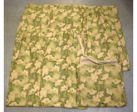 Textiles - a pair of Liberty curtains, Art Nouveau design; two other pairs similar