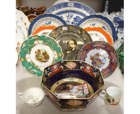 Ceramics - a 19th century Spode side plate; Royal Doulton series ware plate; Derby cup, Masons bowl etc 