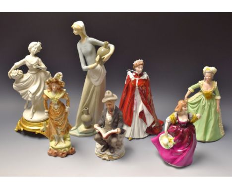 A Royal Worcester figure Queen Elizabeth II 80th birthday, 2006; others Lladro, Capdimonte style; etc (7)