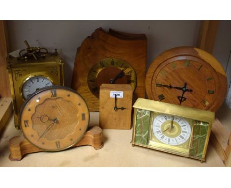 Clocks - a Smiths Art Deco Sectric oak cased mantel clock;  a hand cut mantel clock;  others;  onyx; gilt metal etc (6)