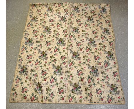 Textiles - a 19th Century glazed chintz curtain, provenance Bamfords, Carnfield Hall
