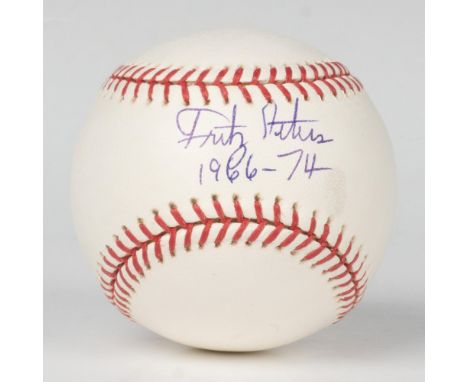 Official Major League Baseball signed by Fritz Peterson. Rawlings backstamp. Certificate of Authenticity from Tak Sports incl