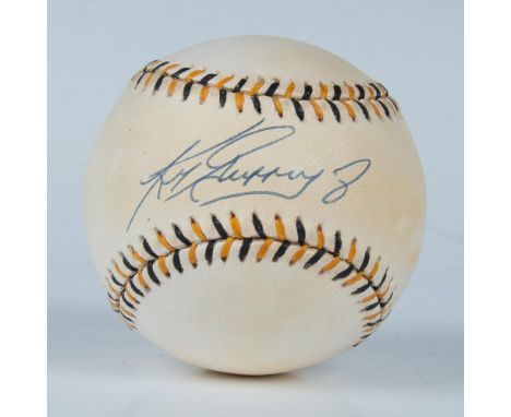 This is an official All-Star Game baseball signed in blue ink by Hall of Famer Ken Griffey Jr. Certificate of Authenticity fr