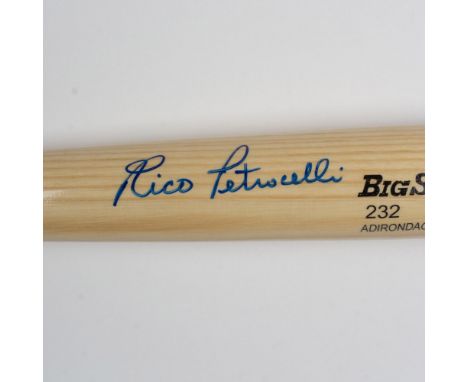 Rawlings Big Stick Adirondack bat autographed by MLB Boston Red Sox player, Peter "Rico" Petrocelli. It comes in a tube that 