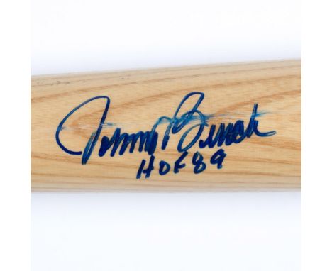 This is a Rawlings Big Stick Adirondack model bat autographed in blue by Johnny Bench HOF '89. Dimensions: 34"L x 8"Cir. Manu