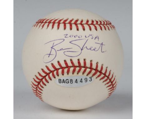 Hand signed 2000 USA Ben Sheets at the Tuff Stuff Show December 2000. This ball was signed in the presence of an Upper Deck r