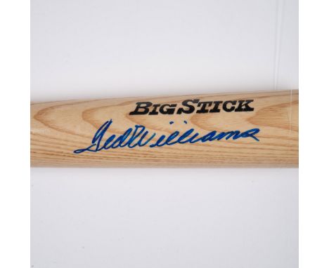 This is a wooden Rawlings Big Stick bat with blue Ted Williams autograph. This item comes a plastic storage case that measure