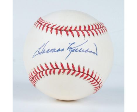 This is an official American League baseball signed in blue ink by Hall of Famer Harmon Killebrew. Certificate of Authenticit