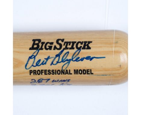 A natural-wood colored Rawlings Big Stick professional model bat personally signed by Hall of Famer class 2011 Bert Blyleven.