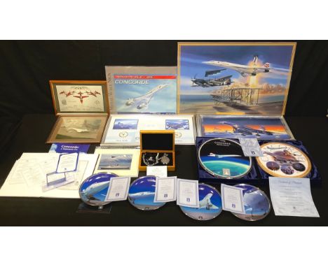 Concorde - memorabilia including a Bradford Exchange plate, Supersonic Years, limited edition, certificate, boxed; another, b
