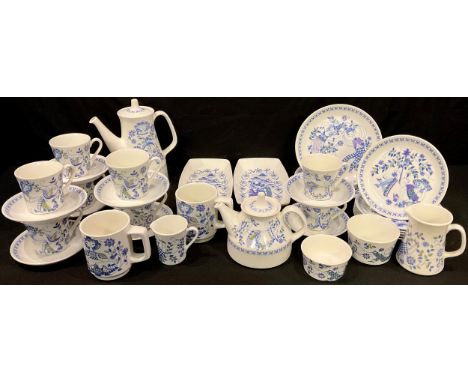 A Norwegian Figgjo Turi - Design Lotte pattern coffee and tea set comprising teapot, six teacups saucers and tea plates, milk