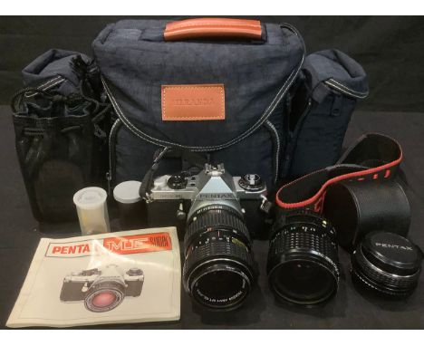 Photography - a Pentax ME Super 35mm camera, serial number 2401778, with lenses,  Asahi SMC Pentax-M Zoom 1:2.8~4 40~80mm 750