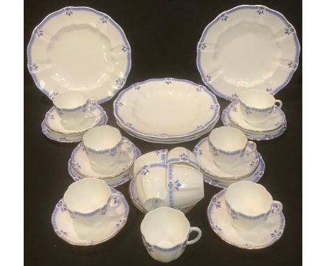 A Royal Crown Derby Grenville pattern part dinner and tea service comprising dinner plates, side plates, cups and saucers, so