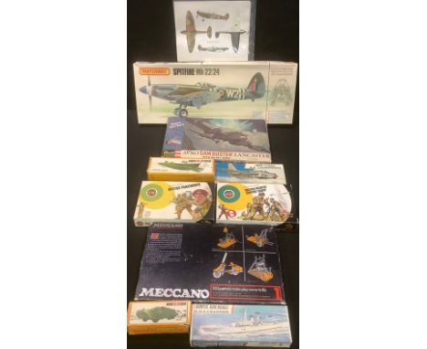 Toys &amp; Juvenalia - a Matchbox 1:32 scale PK-501 Spitfire Mk-22/24, boxed; other model kits; Meccano 1 kit etc (quantity, 