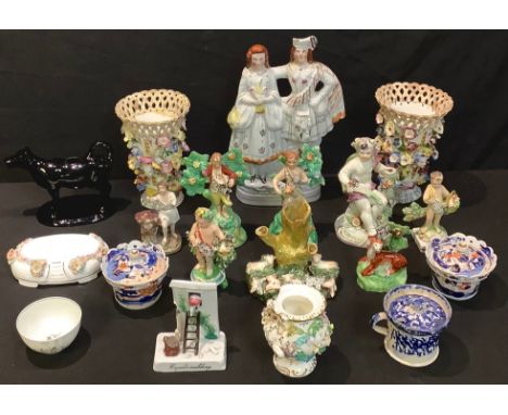Early 19th century porcelain including Chelsea, Derby, Staffordshire, etc 