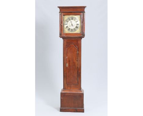 AN OAK THIRTY HOUR LONGCASE CLOCK, the 12-inch square brass dial, signed Taylor/ WT.HAVEN, with silvered chapter with Roman n