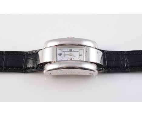 AN 18 CARAT GOLD CHOPARD "LA STRADA" WRISTWATCH, the rectangular dial with Roman numerals within a gold convex case with Swis