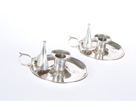 A MATCHED PAIR OF EARLY VICTORIAN SILVER CHAMBERSTICKS, the first Mary and Richard Sibley, London 1838, the second, Richard S