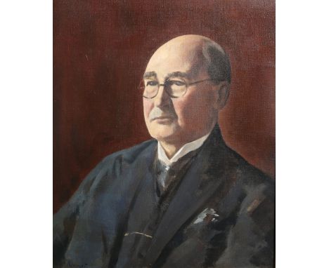 JACOB KRAMER (1892-1962), PORTRAIT OF ALDERMAN HYMAN MORRIS J.P., signed lower left, oil on canvas, framed. 59cm by 49cmNote: