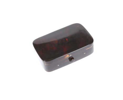 A 19th CENTURY TORTOISESHELL SNUFF BOX, of simple rectangular form, with push button catch. 1.5cm by 6.5cm by 4cm