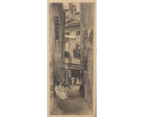 AFTER JAMES ABBOTT MCNEILL WHISTLER (1834-1903), BEAD STRINGERS, VENICE, lithograph. Image 26cm by 10cm