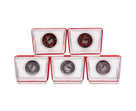   BRD Euro Münzen Set "Tropische Zone" -  bestehend aus 5 x 5 € 2017 mit allen Prägestätten A/D/F/G/J mit rotem Polymerring, 