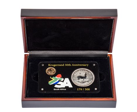   Südafrika in Gold -  1 x Südafrika "Premium Set Krugerrand 50th Anniversary" - bestehend aus 1 x Südafrika - 1/10 Krügerran