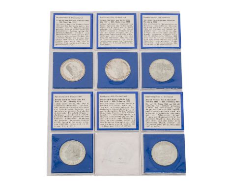   BRD Top 5 -  1 x 5 DM 1952/D, Germanisches Museum, ss-vz, Belag, Grünspan, Kratzer. 1 x 5 DM 1955/G, Markgraf von Baden, ss