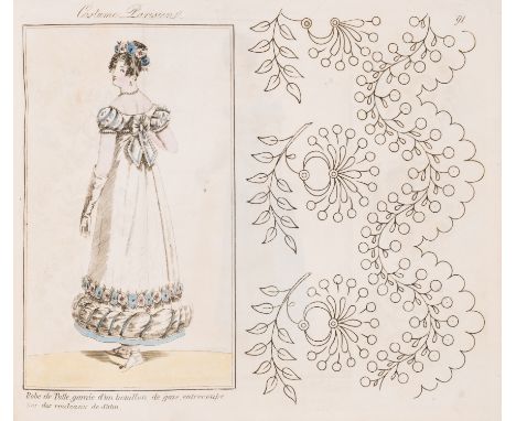 Fashion.- Needlework.- [Album of embroidery patterns and fashion plates from Costume Parisien], 102 plates, 1 folding, most w