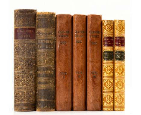 Dickens (Charles) Oliver Twist, 3 vol., second edition, second issue with titles dates 1839, Richard Bentley, half-titles, et