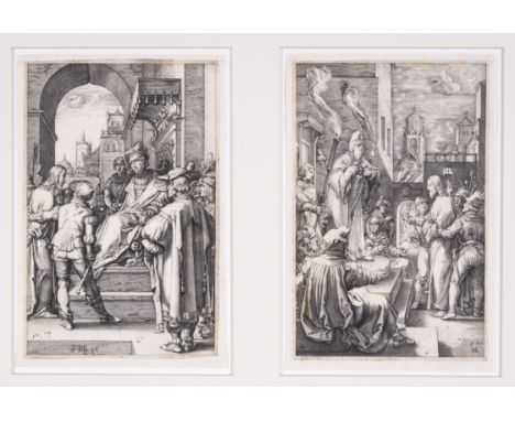 Goltzius (Hendrik) Christ before Caiaphas [and] Christ before Pilate, from "The Passion", two engravings, both exceptionally 