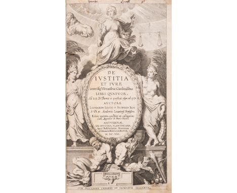 Lessius (Leonardo) De Justitia et Jure..., fifth edition, engraved title after Peter Paul Rubens (tightly bound, with tiny lo
