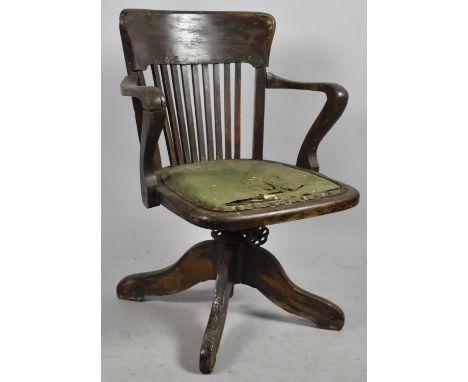 A Vintage Swivel Office Armchair for Restoration and Reupholstery 
