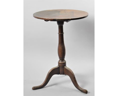 A 19th Century Circular Topped Oak Tripod Wine Table with Snap Top, 45cm Diameter 