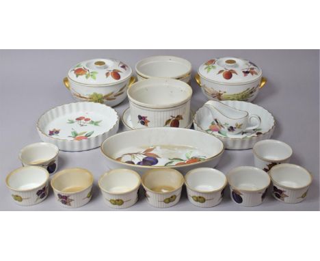 A Collection of Royal Worcester Oven to Table Evesham Pattern Dinnerwares to Comprise Two Lidded Tureens, Two Pots, Nine Rame