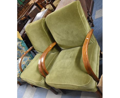 A Pair of Vintage Oak Framed Armchairs 