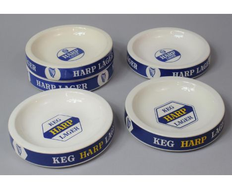 A Collection of Five Harp Lager Advertising Ashtrays 