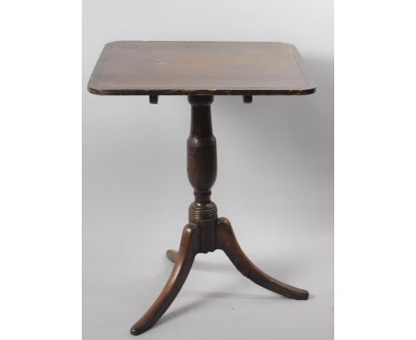 A 19th Century Crossbanded Mahogany Snaptop Table on Tripod Support, Has Condition Issues, 49cm Square 