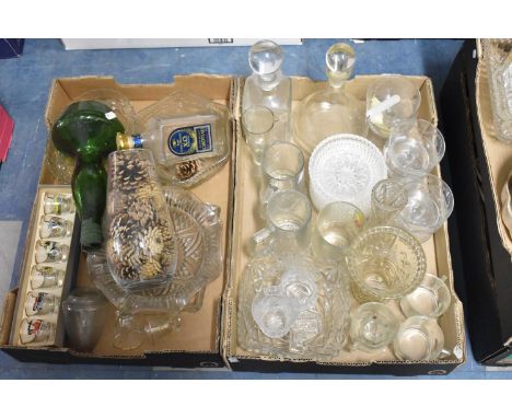 Two Boxes of Glasswares to Include Vintage Car Tot Set etc 