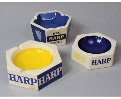 A Collection of Three Harp Lager Advertising Ashtrays 