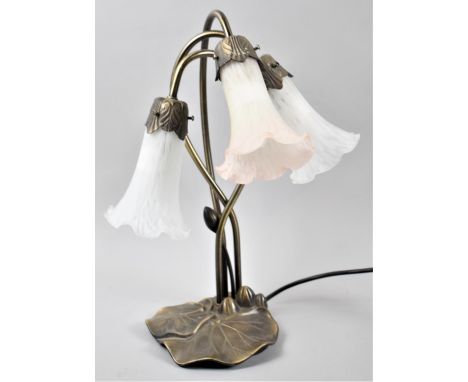 A Modern Three Branch Table Lamp in the Form of Lilly Pads, 40cm high 