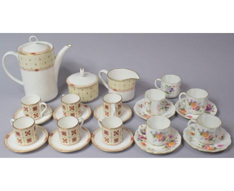 A Royal Worcester Sahara Coffee Set Together with Five Cups and Four saucers Royal Crown Derby 