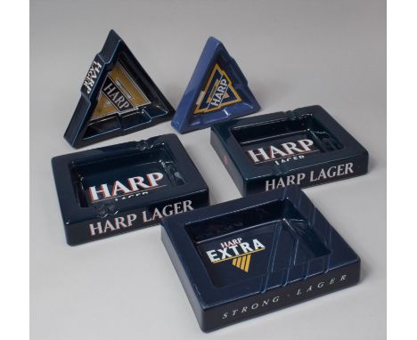 A Collection of Five Harp Lager Advertising Ashtrays 