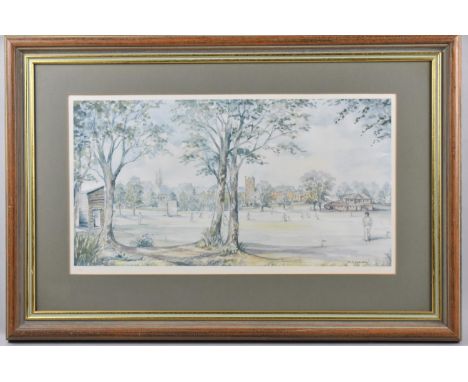A Framed Cricket Print After D A Horobin, Limited Edition 135/300, 47x24cm 