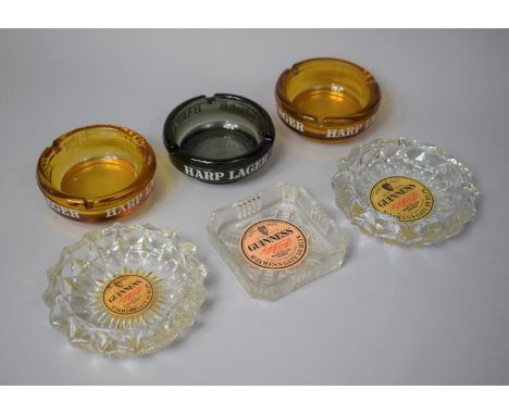 A Collection of Guinness and Harp Advertising Ashtrays 