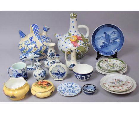 A Collection of Various Continual and English Ceramics to Comprise Two Pieces of Aynsley Orchard Gold, Various Delft Blue and