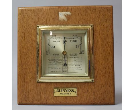 A Wall Mounting Guinness Barometer on Square Wooden Mount, 22cm 