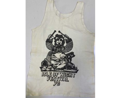 An original vest with Isle of Wight design, sold at the famous 1970 festival, with performing acts inc Jimi Hendrix, Cactus, 